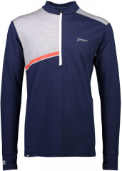 Mons Royale Alta Tech Half Zip - navy / grey marl