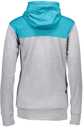 Mons Royale merino mikina COVERT MID-HIT HOODY aqua / grey marl