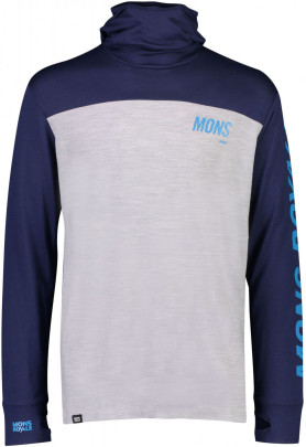 Mons Royale Yotei Powder Hood LS - navy / grey marl