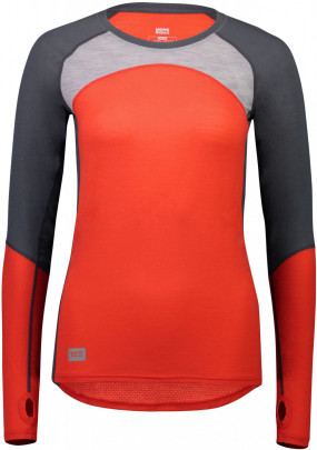 Mons Royale Bella Tech LS - poppy / charcoal / grey marl