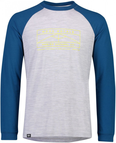 Mons Royale Icon Raglan LS - oily blue / grey marl